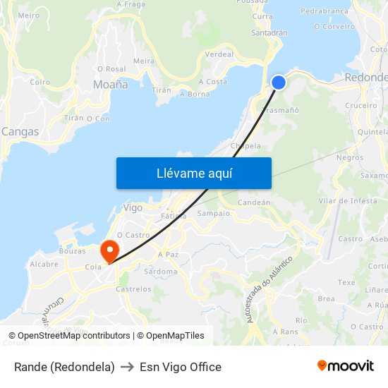 Rande (Redondela) to Esn Vigo Office map