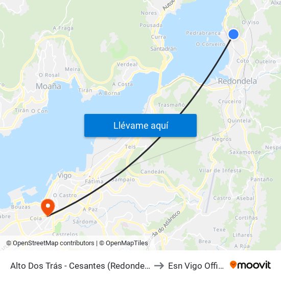 Alto Dos Trás - Cesantes (Redondela) to Esn Vigo Office map