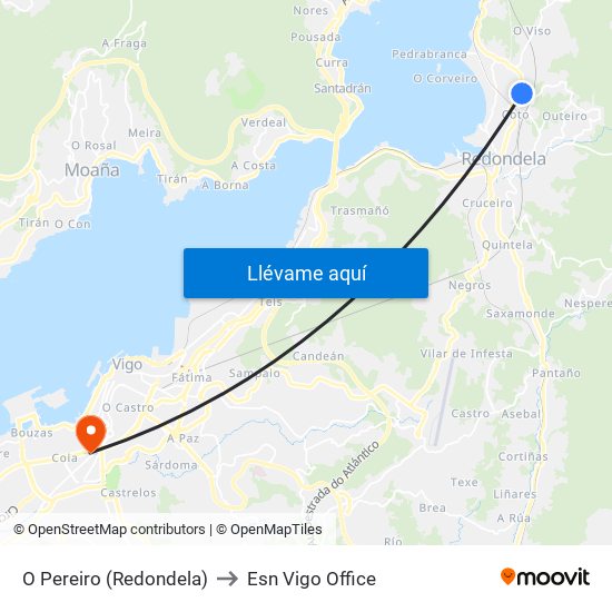 O Pereiro (Redondela) to Esn Vigo Office map