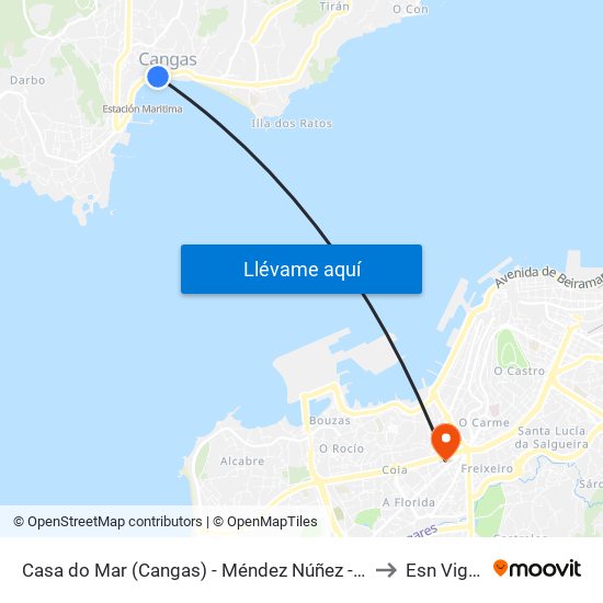 Casa do Mar (Cangas) - Méndez Núñez - Casa do Concello (Cangas) to Esn Vigo Office map