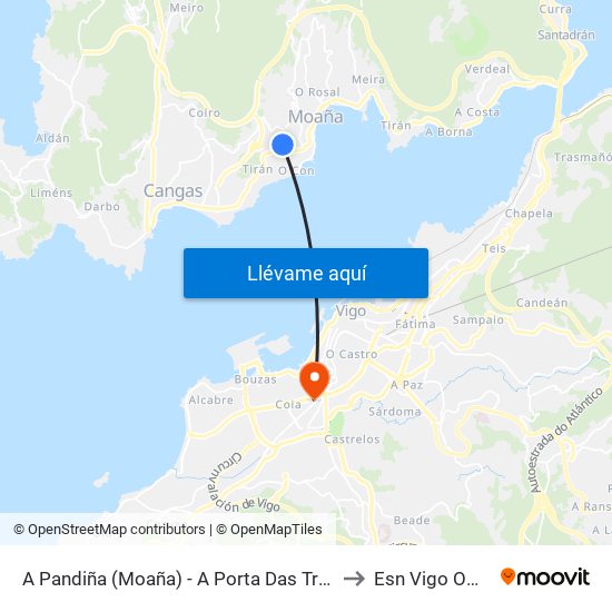 A Pandiña (Moaña) - A Porta Das Troulas to Esn Vigo Office map
