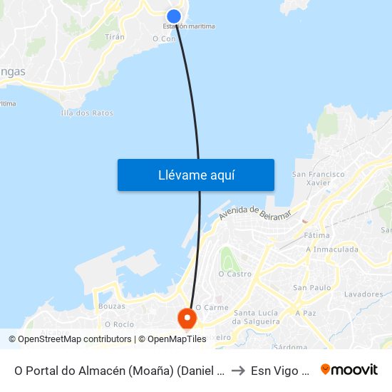 O Portal do Almacén (Moaña) (Daniel Castelao, 10) to Esn Vigo Office map