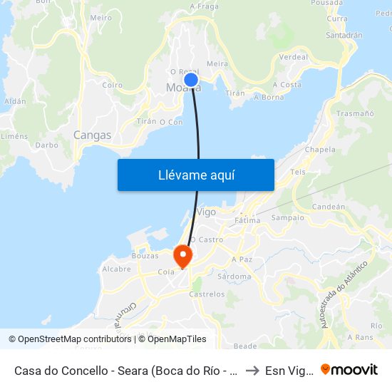 Casa do Concello - Seara (Boca do Río - Praza de Lela Soage (Moaña)) to Esn Vigo Office map