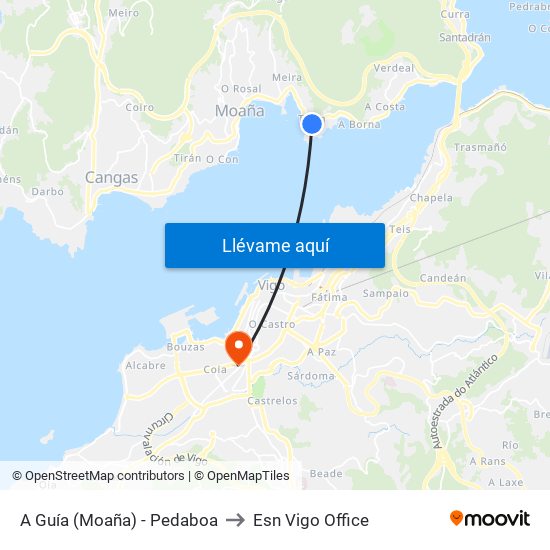 A Guía (Moaña) - Pedaboa to Esn Vigo Office map