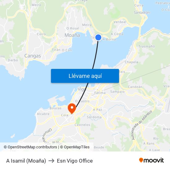 A Isamil (Moaña) to Esn Vigo Office map