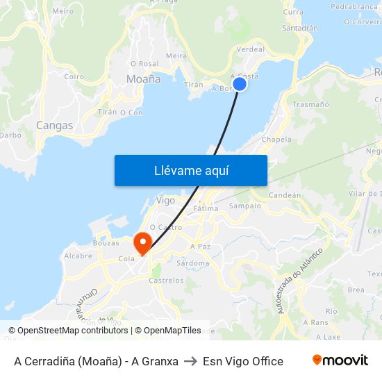A Cerradiña (Moaña) - A Granxa to Esn Vigo Office map