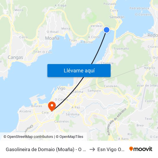 Gasolineira de Domaio (Moaña) - O Mouro to Esn Vigo Office map