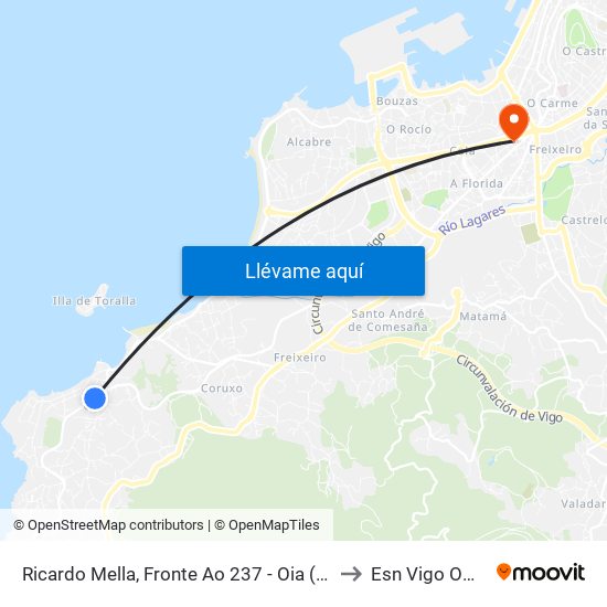 Ricardo Mella, Fronte Ao 237 - Oia (Vigo) to Esn Vigo Office map