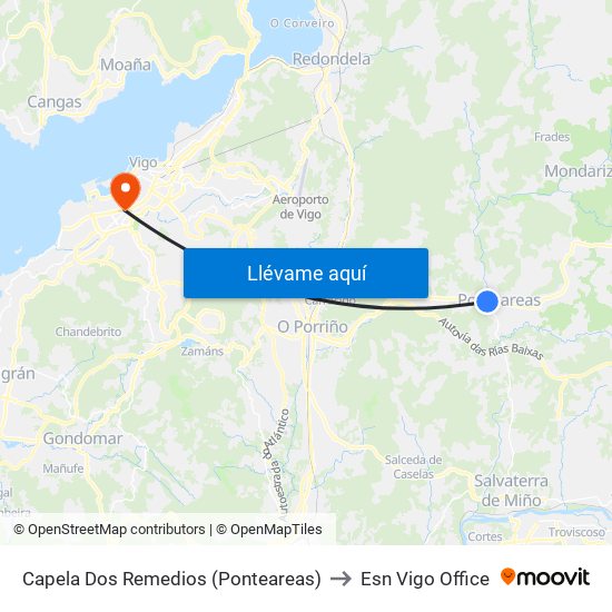 Capela Dos Remedios (Ponteareas) to Esn Vigo Office map