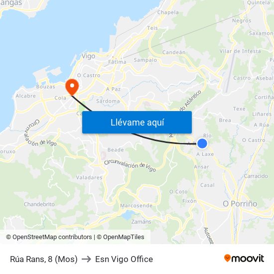 Rúa Rans, 8 (Mos) to Esn Vigo Office map