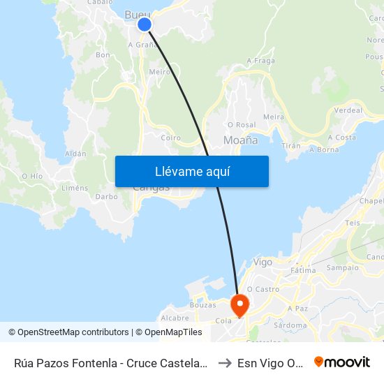 Rúa Pazos Fontenla - Cruce Castelao(Bueu) to Esn Vigo Office map