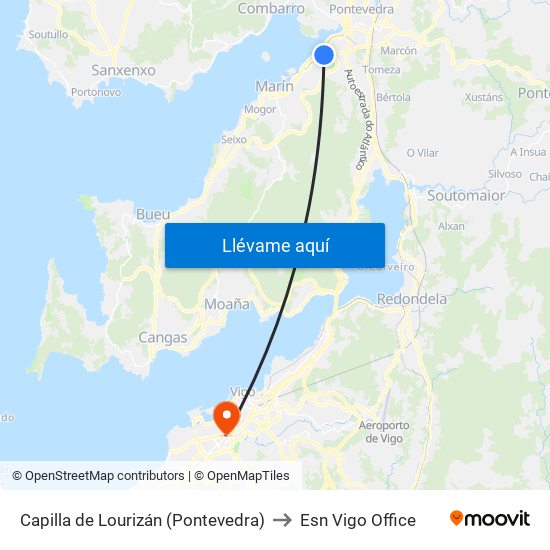 Capilla de Lourizán (Pontevedra) to Esn Vigo Office map