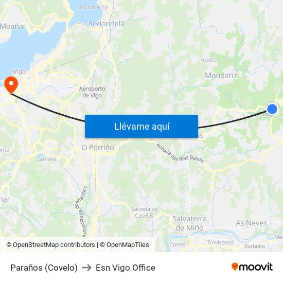Paraños (Covelo) to Esn Vigo Office map