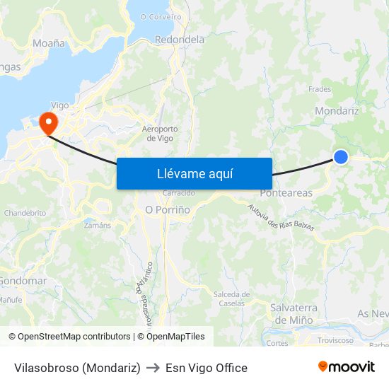 Vilasobroso (Mondariz) to Esn Vigo Office map