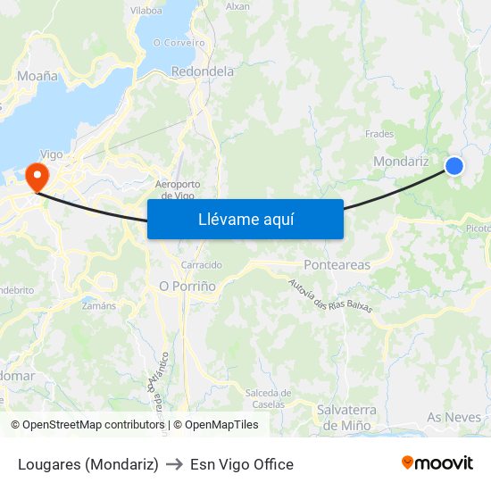 Lougares (Mondariz) to Esn Vigo Office map