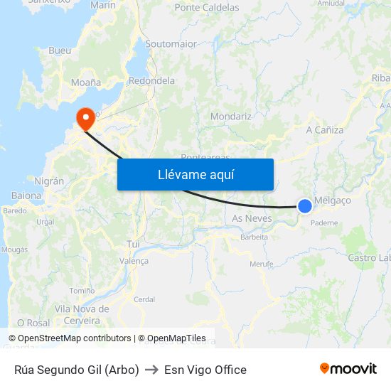 Rúa Segundo Gil (Arbo) to Esn Vigo Office map