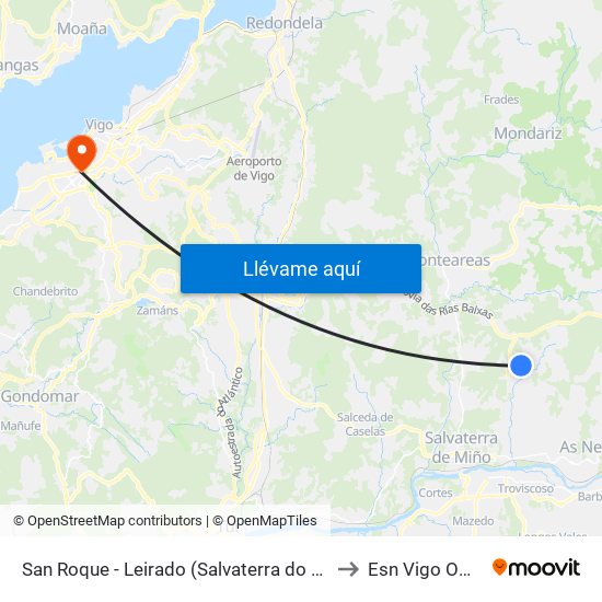 San Roque - Leirado (Salvaterra do Miño) to Esn Vigo Office map