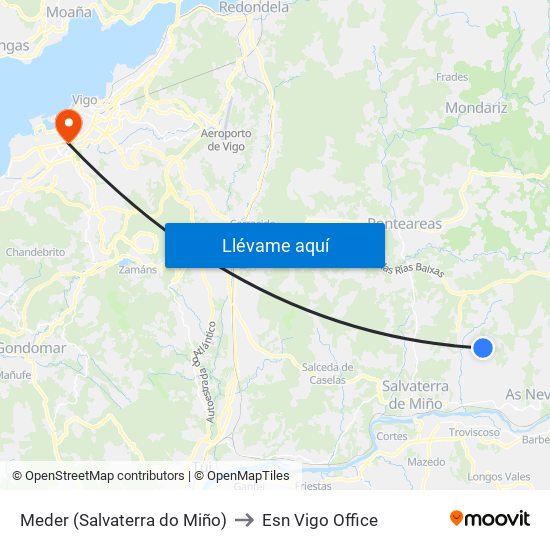 Meder (Salvaterra do Miño) to Esn Vigo Office map