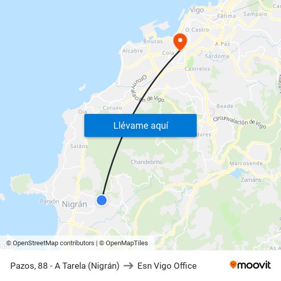 Pazos, 88 - A Tarela (Nigrán) to Esn Vigo Office map