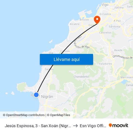 Jesús Espinosa, 3 - San Xoán (Nigrán) to Esn Vigo Office map