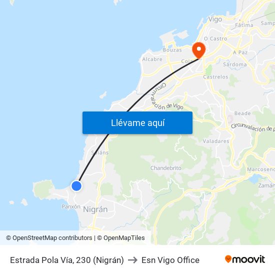 Estrada Pola Vía, 230 (Nigrán) to Esn Vigo Office map