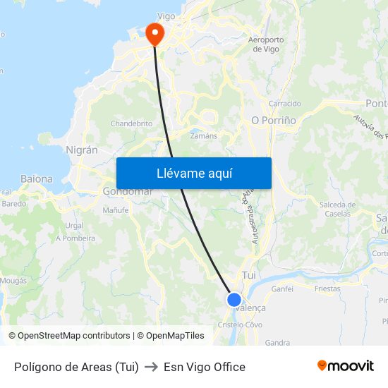 Polígono de Areas (Tui) to Esn Vigo Office map
