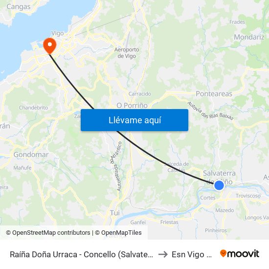 Raíña Doña Urraca - Concello (Salvaterra do Miño) to Esn Vigo Office map