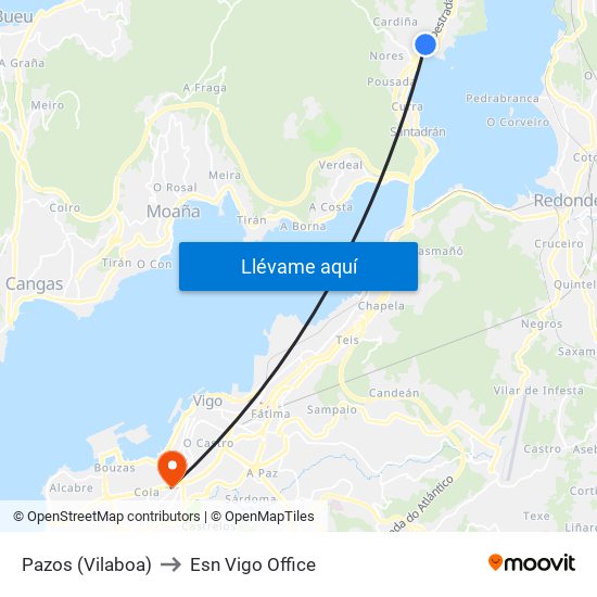 Pazos (Vilaboa) to Esn Vigo Office map