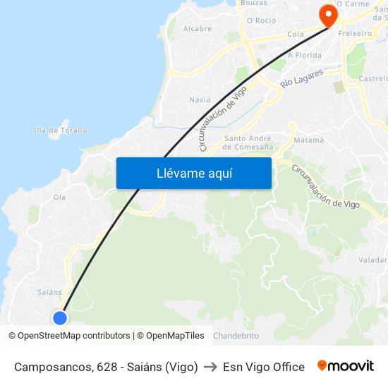 Camposancos, 628 - Saiáns (Vigo) to Esn Vigo Office map