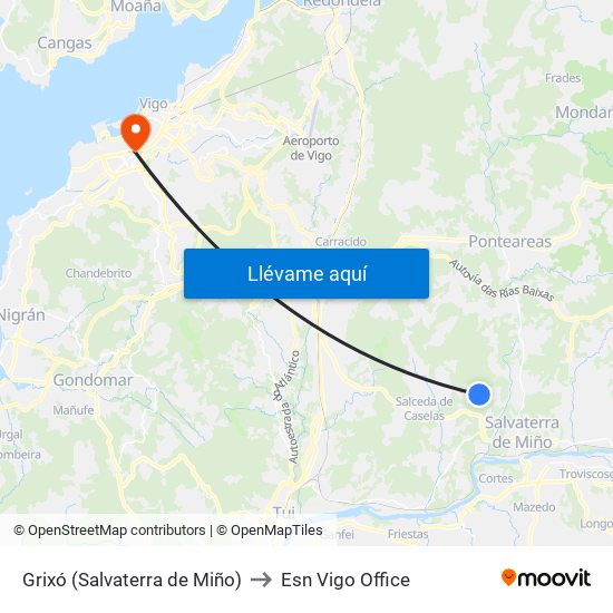 Grixó (Salvaterra de Miño) to Esn Vigo Office map
