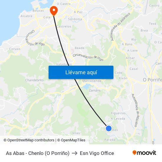 As Abas - Chenlo (O Porriño) to Esn Vigo Office map