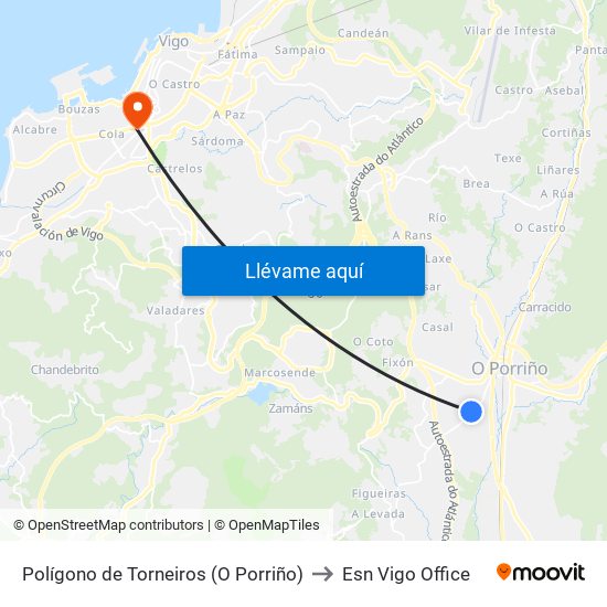 Polígono de Torneiros (O Porriño) to Esn Vigo Office map