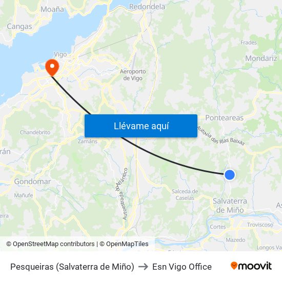Pesqueiras (Salvaterra de Miño) to Esn Vigo Office map