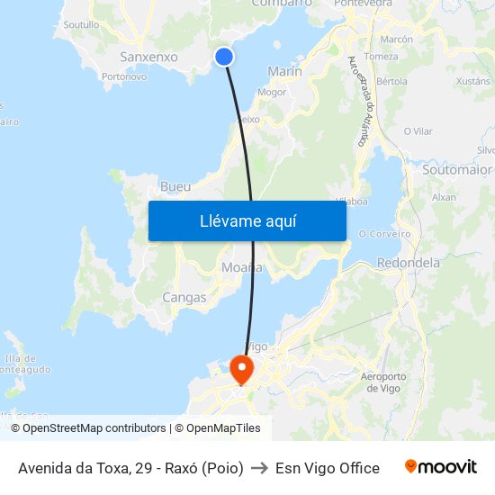 Avenida da Toxa, 29 - Raxó (Poio) to Esn Vigo Office map