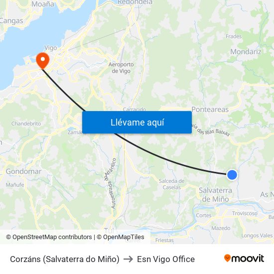 Corzáns (Salvaterra do Miño) to Esn Vigo Office map