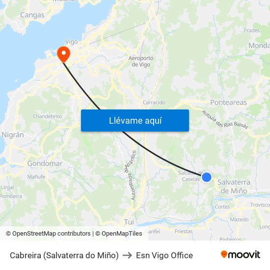 Cabreira (Salvaterra do Miño) to Esn Vigo Office map