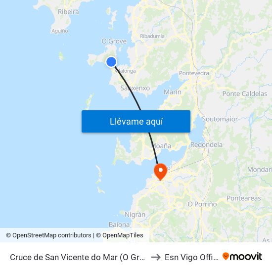 Cruce de San Vicente do Mar (O Grove) to Esn Vigo Office map