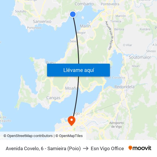 Avenida Covelo, 6 - Samieira (Poio) to Esn Vigo Office map