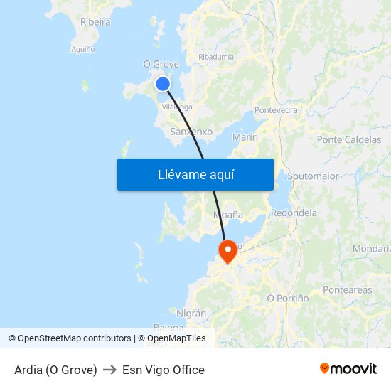 Ardia (O Grove) to Esn Vigo Office map