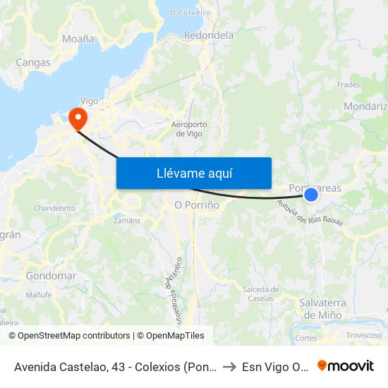 Avenida Castelao, 43 - Colexios (Ponteareas) to Esn Vigo Office map