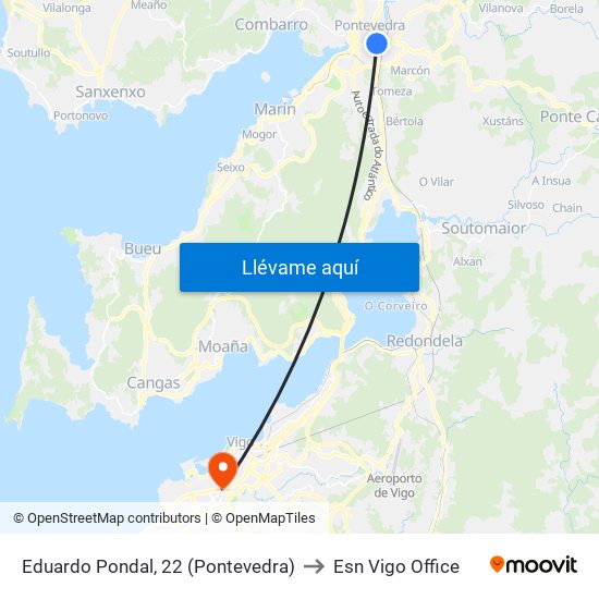 Eduardo Pondal, 22 (Pontevedra) to Esn Vigo Office map