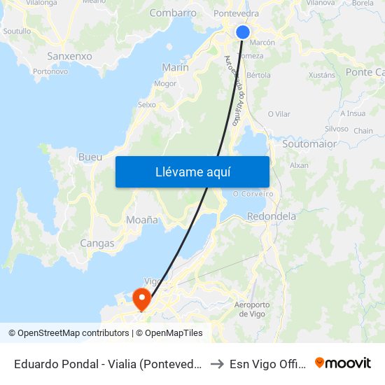 Eduardo Pondal - Vialia (Pontevedra) to Esn Vigo Office map