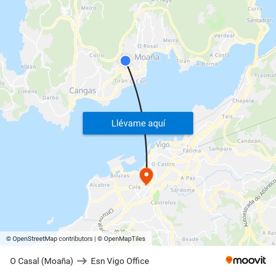 O Casal (Moaña) to Esn Vigo Office map