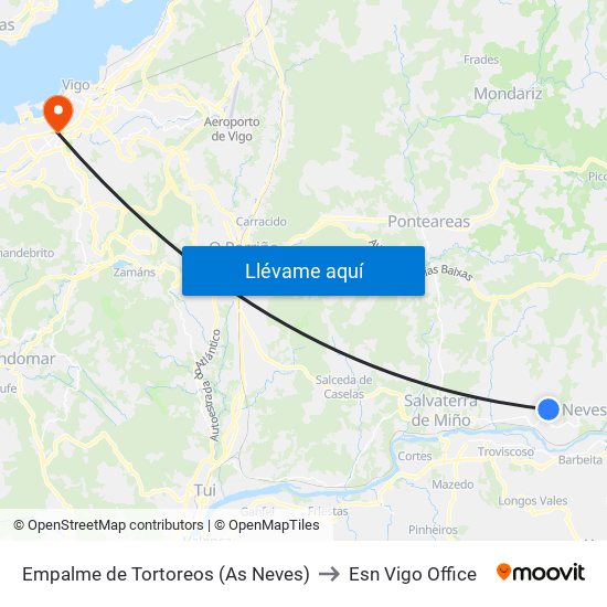 Empalme de Tortoreos (As Neves) to Esn Vigo Office map