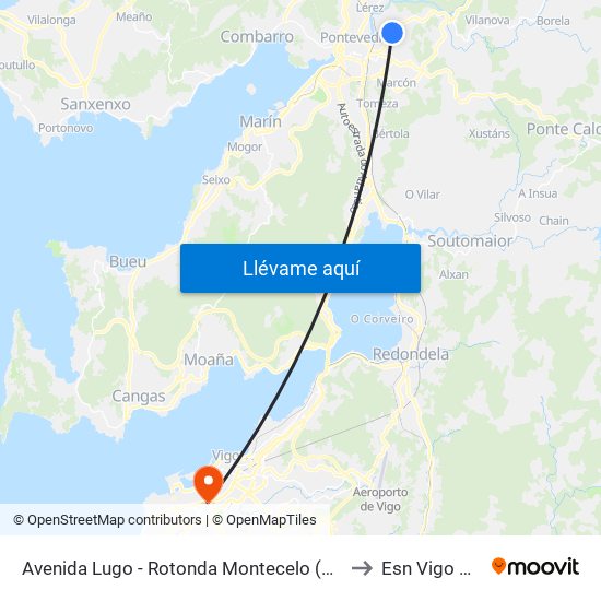 Avenida Lugo - Rotonda Montecelo (Pontevedra) to Esn Vigo Office map