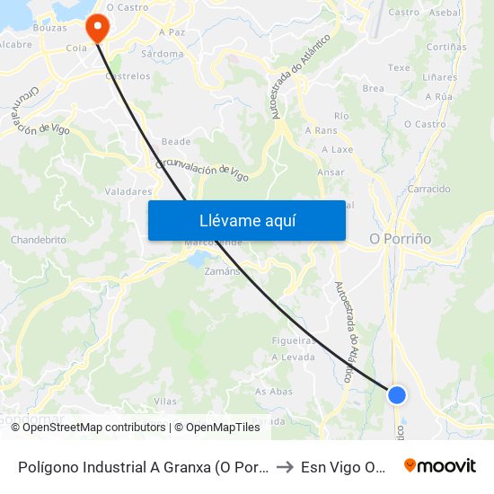 Polígono Industrial A Granxa (O Porriño) to Esn Vigo Office map
