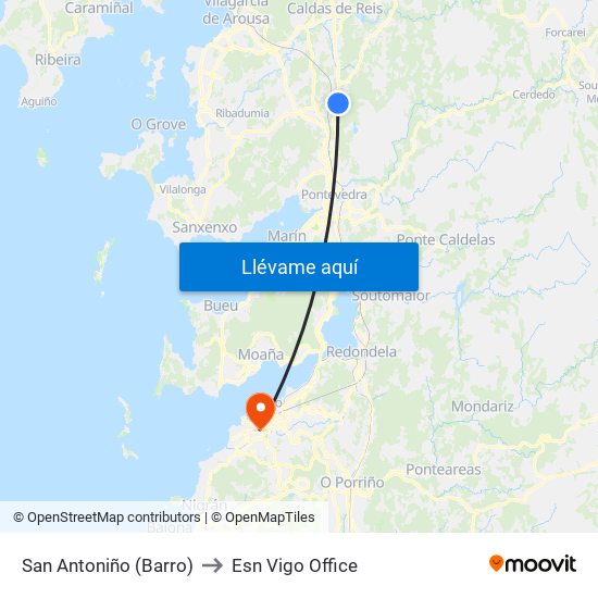 San Antoniño (Barro) to Esn Vigo Office map