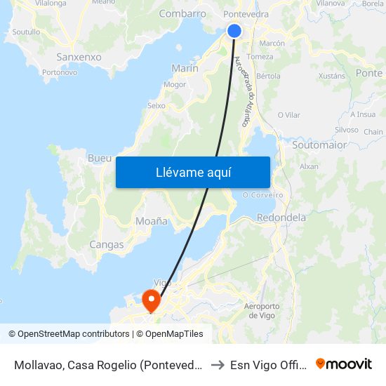 Mollavao, Casa Rogelio (Pontevedra) to Esn Vigo Office map