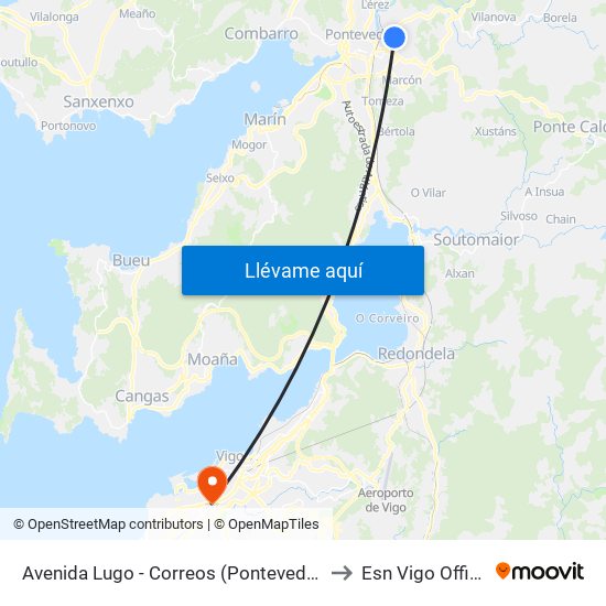 Avenida Lugo - Correos (Pontevedra) to Esn Vigo Office map