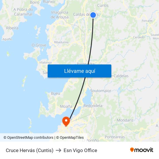 Cruce Hervás (Cuntis) to Esn Vigo Office map